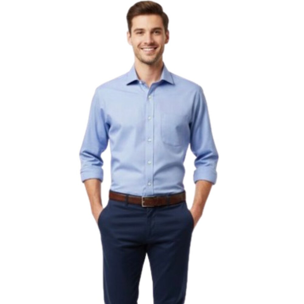 Ralph Lauren LRL Dress Shirt Blue Slim Fit Stretch Black Label, 16.5, 36/37